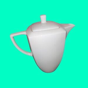 White Square Ceramic Modern Teapot/Coffee Pot 8.5" H with Lid